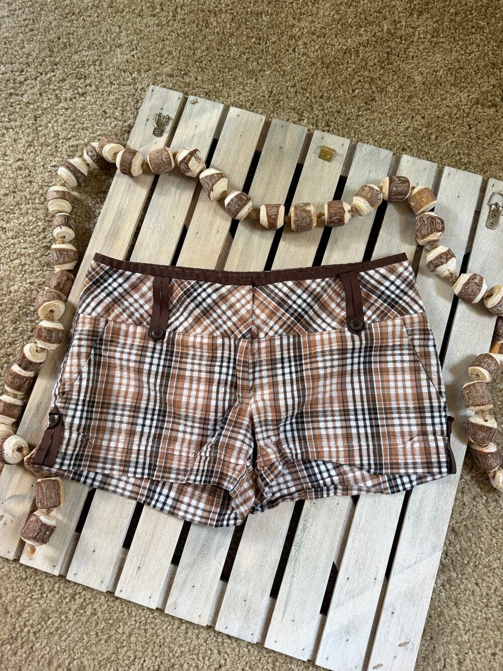 Vintage Y2K Fresh Wear Plaid Low Rise Mini Shorts